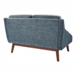 Scranton & Co Mid-Century Loveseat in Navy Fabric with Coffee Legs