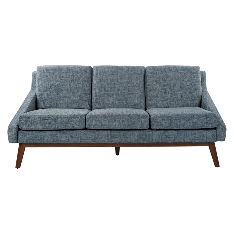 Scranton & Co Mid-Century Sofa in Navy Fabric with Coffee Finish Legs