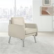 Scranton & Co Modern Lounge Chair in Cream Faux Leather Chrome Legs