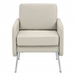 Scranton & Co Modern Lounge Chair in Cream Faux Leather Chrome Legs