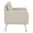 Scranton & Co Modern Lounge Chair in Cream Faux Leather Chrome Legs