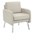 Scranton & Co Modern Lounge Chair in Cream Faux Leather Chrome Legs