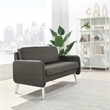 Scranton & Co Modern Lounge Loveseat in Smoke Faux Leather Chrome Legs