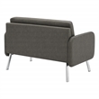 Scranton & Co Modern Lounge Loveseat in Smoke Faux Leather Chrome Legs