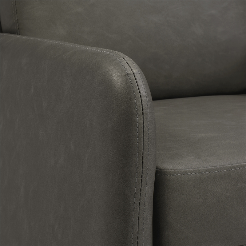 Scranton & Co Modern Lounge Loveseat in Smoke Faux Leather Chrome Legs