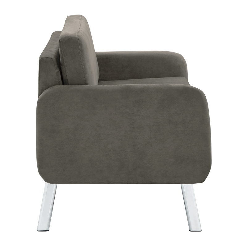 Scranton & Co Modern Lounge Loveseat in Charcoal Fabric Chrome Legs