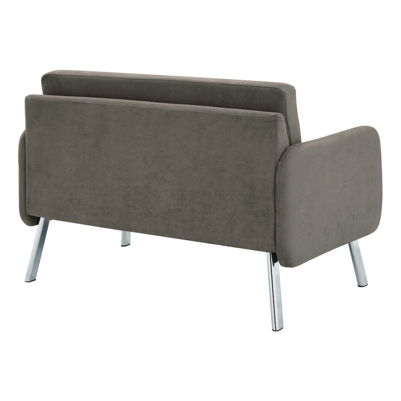 Scranton & Co Modern Lounge Loveseat in Charcoal Fabric Chrome Legs