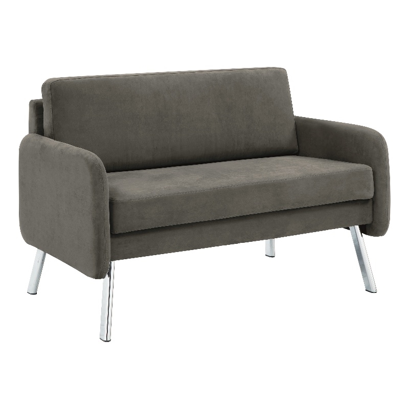 Scranton & Co Modern Lounge Loveseat in Charcoal Fabric Chrome Legs