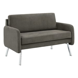 Scranton & Co Modern Lounge Loveseat in Charcoal Fabric Chrome Legs