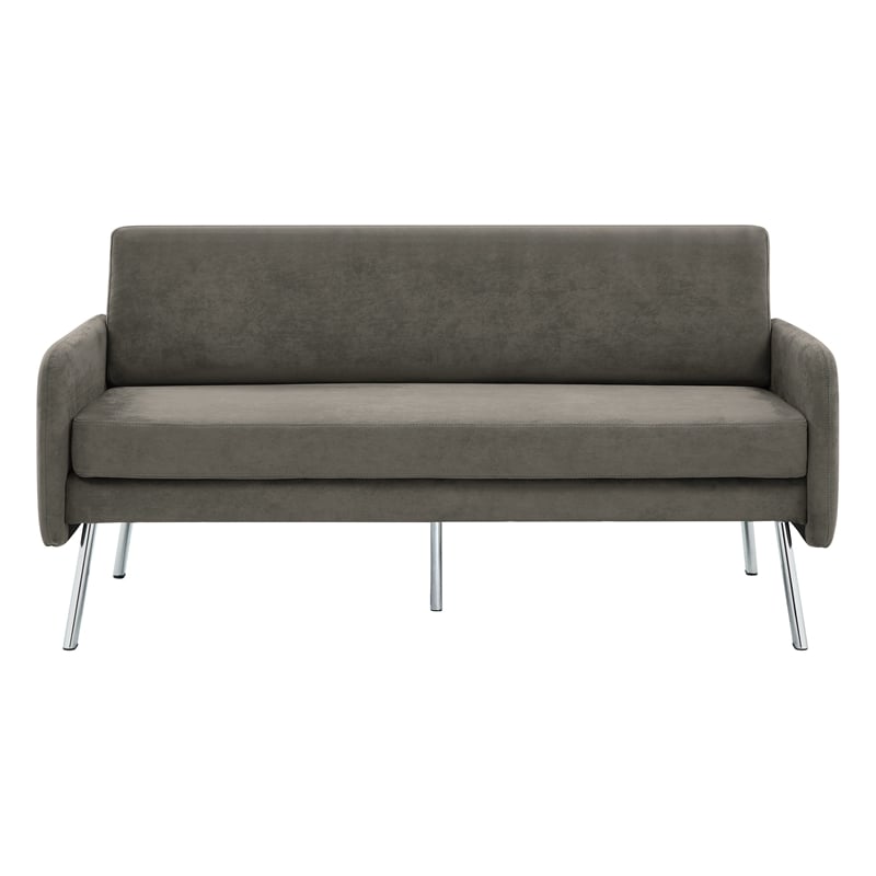 Scranton & Co Modern Lounge Sofa in Charcoal Fabric with Chrome Legs