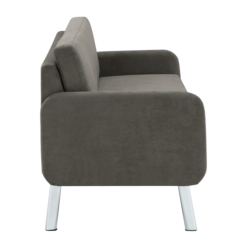 Scranton & Co Modern Lounge Sofa in Charcoal Fabric with Chrome Legs