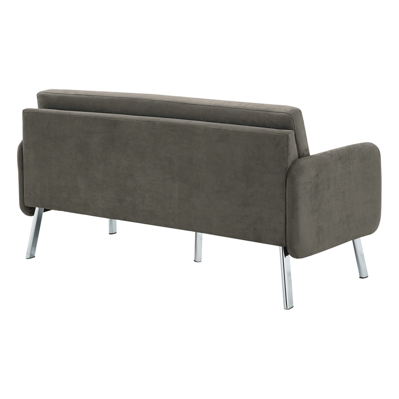 Scranton & Co Modern Lounge Sofa in Charcoal Fabric with Chrome Legs