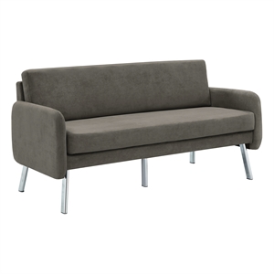 Scranton & Co Modern Lounge Sofa in Charcoal Fabric with Chrome Legs
