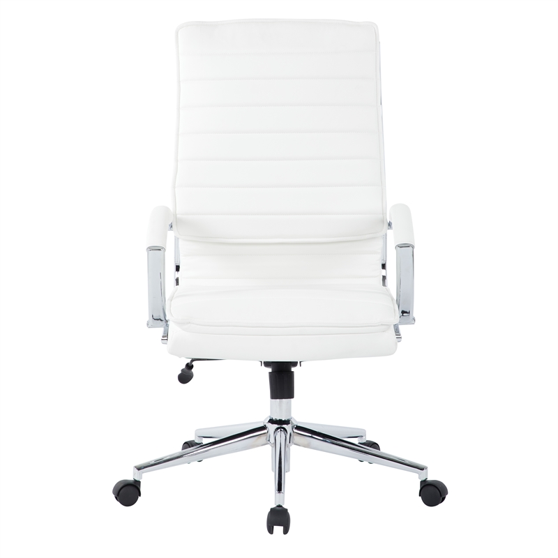 Scranton & Co High Back Manager's Chair in White Faux Leather Chrome