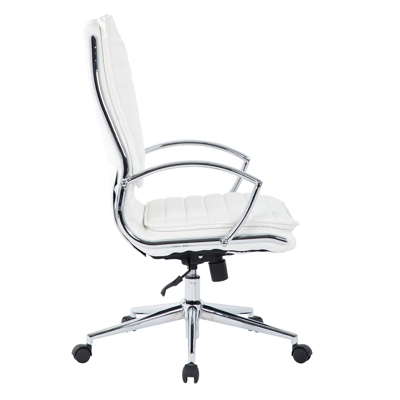 Scranton & Co High Back Manager's Chair in White Faux Leather Chrome
