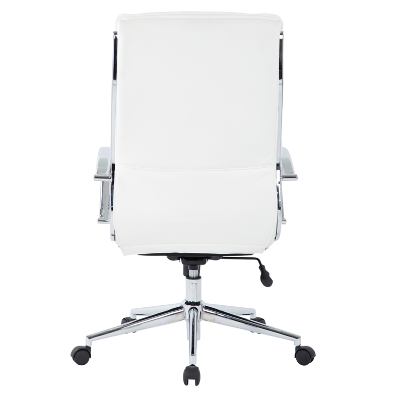 Scranton & Co High Back Manager's Chair in White Faux Leather Chrome