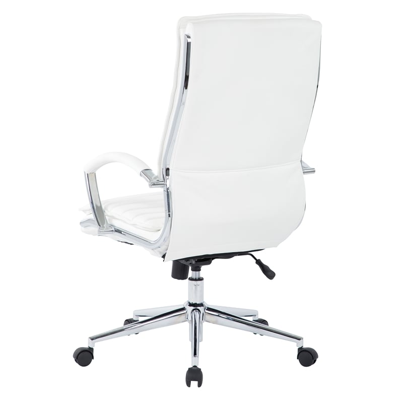 Scranton & Co High Back Manager's Chair in White Faux Leather Chrome