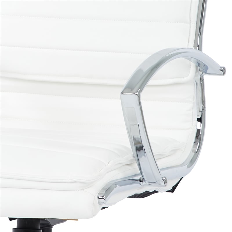Scranton & Co High Back Manager's Chair in White Faux Leather Chrome
