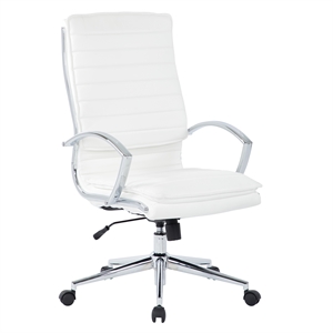 Scranton & Co High Back Manager's Chair in White Faux Leather Chrome