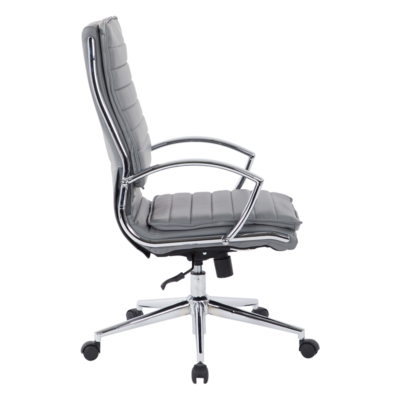 Scranton & Co High Back Manager's Chair in Charcoal Faux Leather Chrome