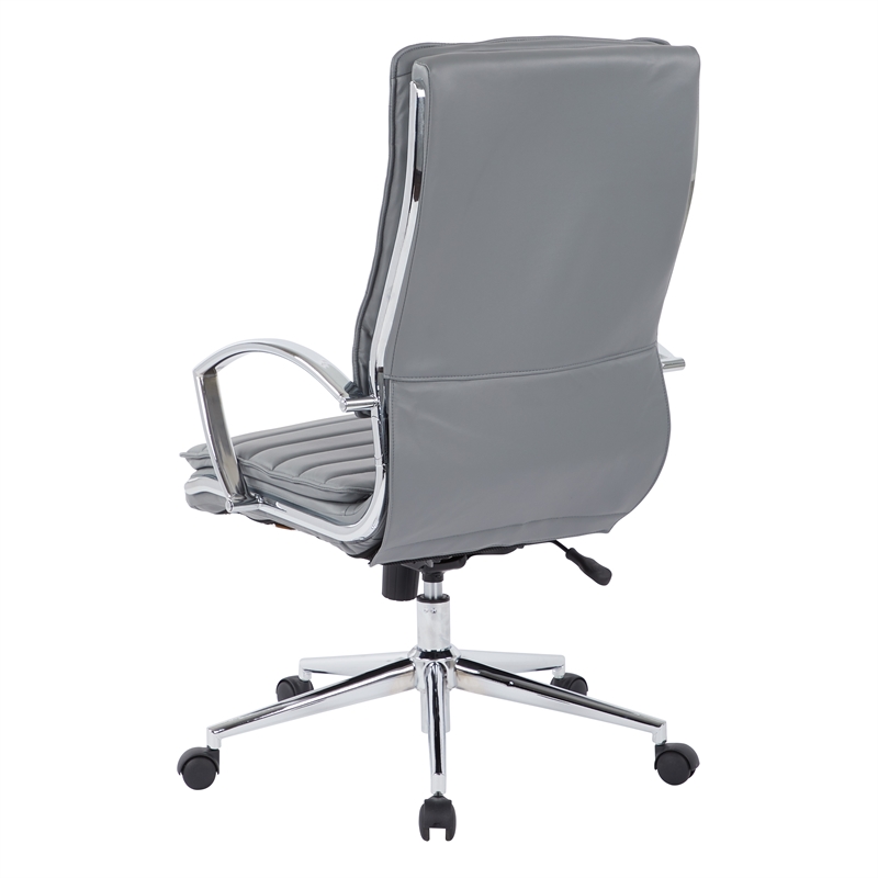Scranton & Co High Back Manager's Chair in Charcoal Faux Leather Chrome