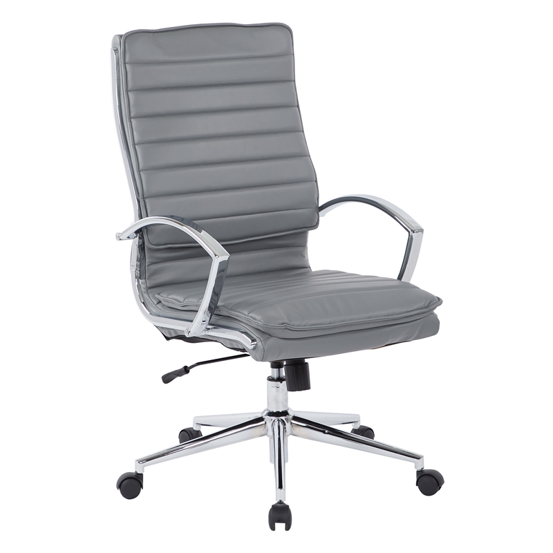 Scranton & Co High Back Manager's Chair in Charcoal Faux Leather Chrome