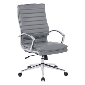 Scranton & Co High Back Manager's Chair in Charcoal Faux Leather Chrome