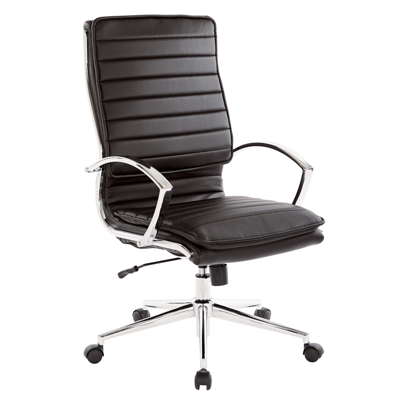 Scranton & Co High Back Manager's Faux Leather Chair in Black Chrome Base