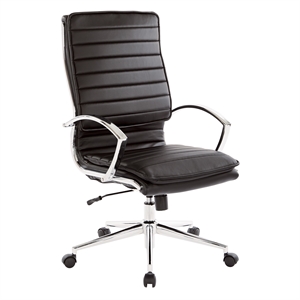 Scranton & Co High Back Manager's Faux Leather Chair in Black Chrome Base