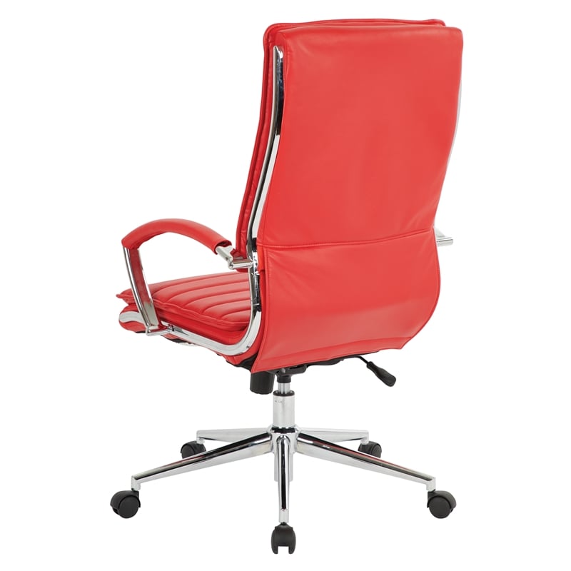 Scranton & Co High Back Manager's Faux Leather Chair in Red Chrome Base