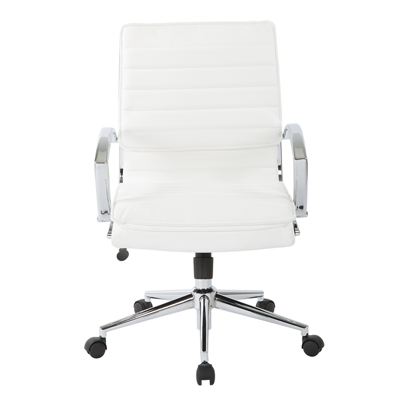 Scranton & Co Mid Back Manager's Faux Leather Chair in White Chrome Base