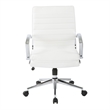 Scranton & Co Mid Back Manager's Faux Leather Chair in White Chrome Base