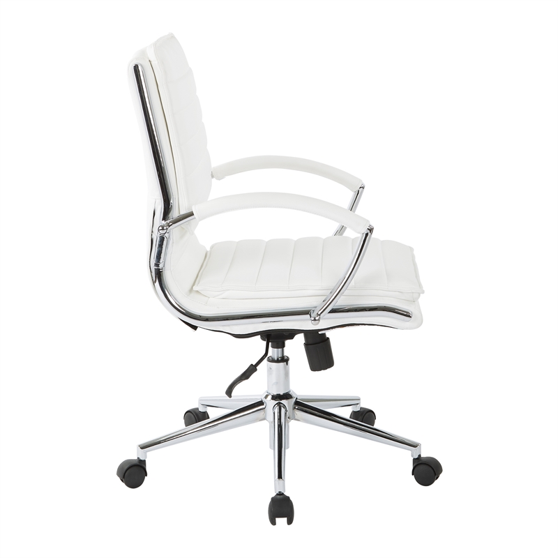 Scranton & Co Mid Back Manager's Faux Leather Chair in White Chrome Base