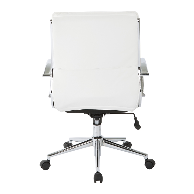 Scranton & Co Mid Back Manager's Faux Leather Chair in White Chrome Base