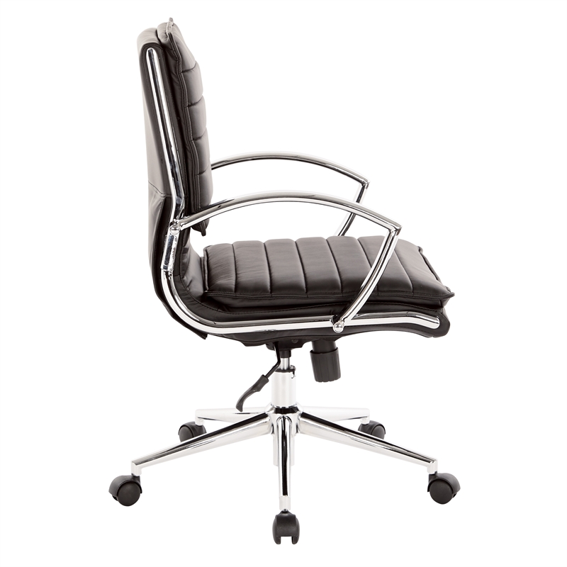 Scranton & Co Mid Back Manager's Faux Leather Chair in Black Chrome Base