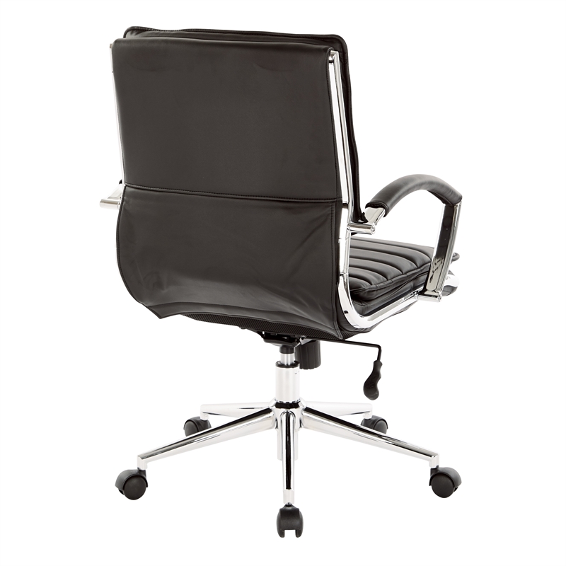 Scranton & Co Mid Back Manager's Faux Leather Chair in Black Chrome Base