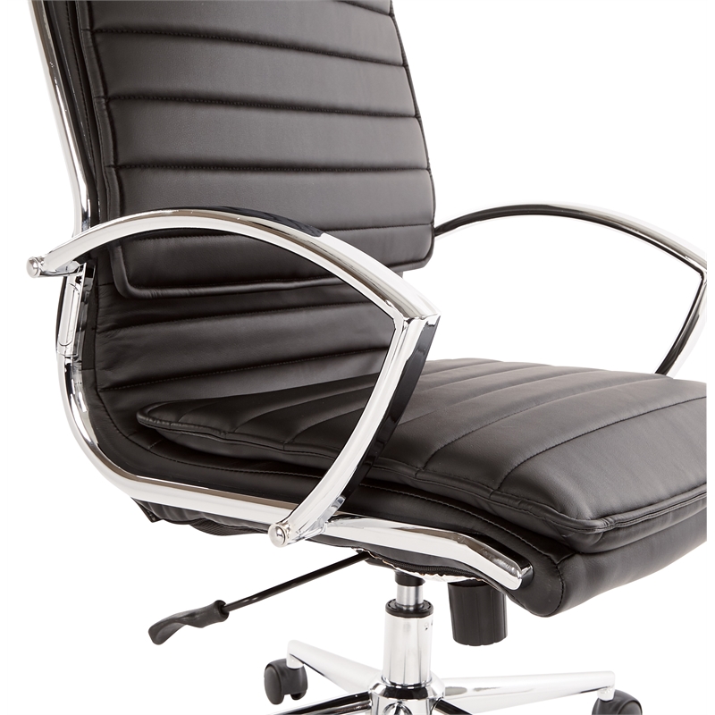 Scranton & Co Mid Back Manager's Faux Leather Chair in Black Chrome Base