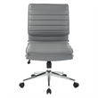 Scranton & Co Armless Mid Back Faux Leather Chair in Charcoal Chrome Base