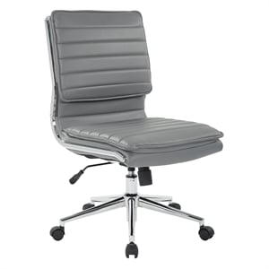 Scranton & Co Armless Mid Back Faux Leather Chair in Charcoal Chrome Base