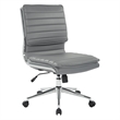 Scranton & Co Armless Mid Back Faux Leather Chair in Charcoal Chrome Base