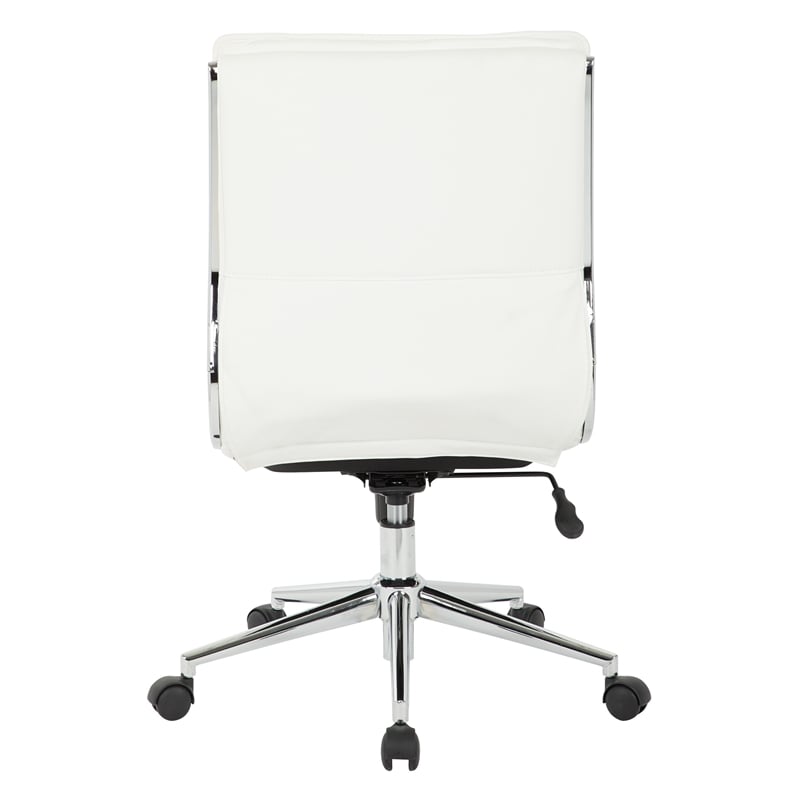 Scranton & Co Armless Mid Back Faux Leather Chair in White Chrome Base