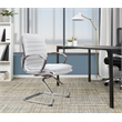 Scranton & Co Guest Chair in White Faux Leather with Chrome Sled Base