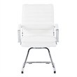 Scranton & Co Guest Chair in White Faux Leather with Chrome Sled Base