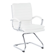 Scranton & Co Guest Chair in White Faux Leather with Chrome Sled Base