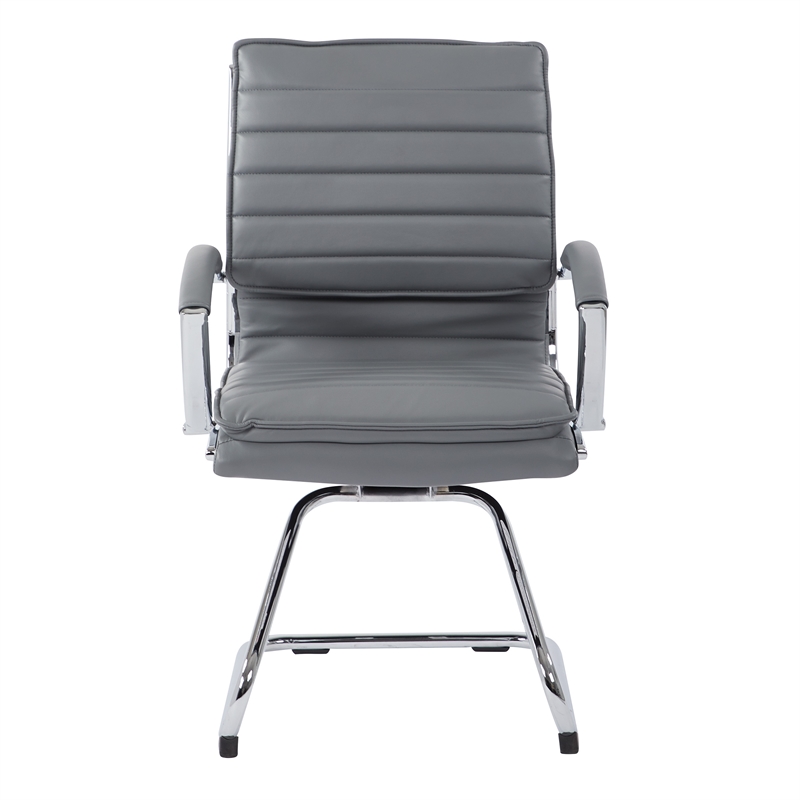 Scranton & Co Guest Chair in Charcoal Faux Leather Chrome Sled Base