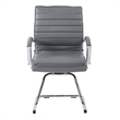 Scranton & Co Guest Chair in Charcoal Faux Leather Chrome Sled Base