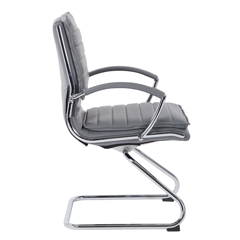 Scranton & Co Guest Chair in Charcoal Faux Leather Chrome Sled Base