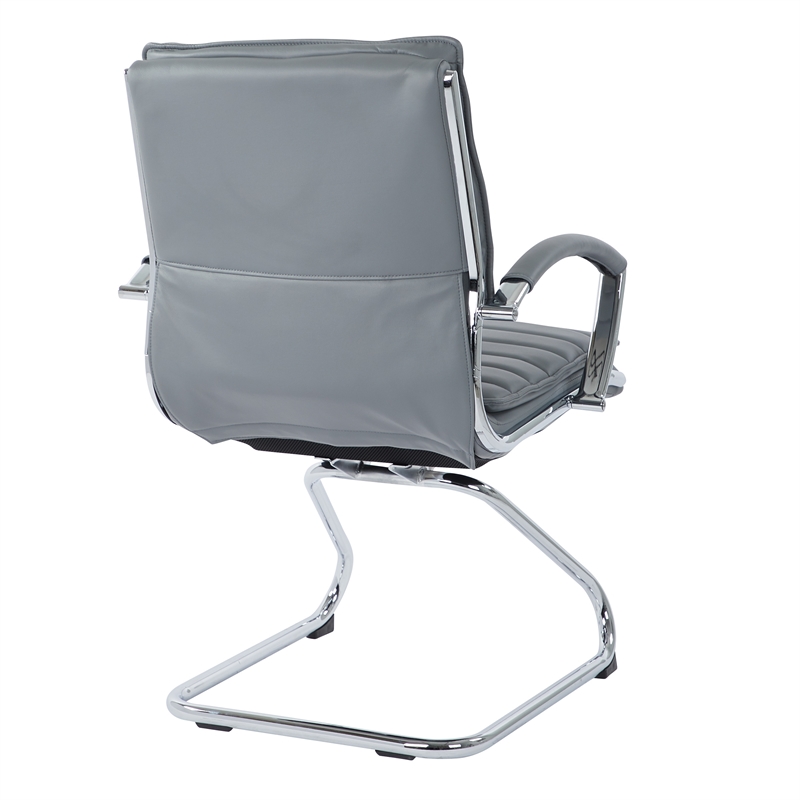 Scranton & Co Guest Chair in Charcoal Faux Leather Chrome Sled Base