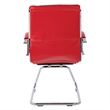Scranton & Co Guest Chair in Red Faux Leather with Chrome Sled Base