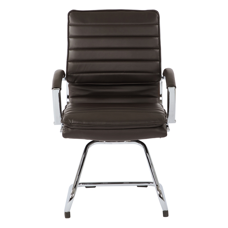 Scranton & Co Guest Chair in Espresso Faux Leather Chrome Sled Base